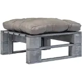 vidaXL Tuinhocker met grijs kussen pallet hout grijs