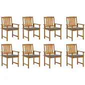 vidaXL Tuinstoelen 8 st met kussens massief acaciahout