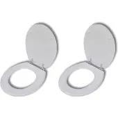 vidaXL Toiletzittingen met deksel, 2 stuks, MDF, wit