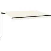 vidaXL Luifel handmatig uittrekbaar met LED 450x350 cm crèmekleurig
