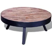 vidaXL Salontafel rond gerecycled teakhout