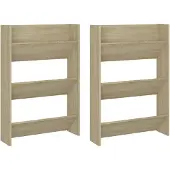 vidaXL Wandschoenenkasten 2 st 60x18x90 cm spaanplaat sonoma eiken