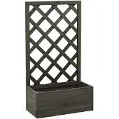 vidaXL Trellis Plantenbak - Massief Vurenhout, Grijs, 50 x 25 x 90 cm