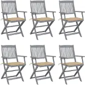 vidaXL Tuinstoelen 6 st inklapbaar met kussens massief acaciahout