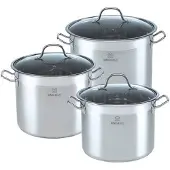 KINGHOFF 3 GROTE PANNENSET KINGHOFF, Pan + steelpan, Zilver