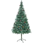 vidaXL Kunstkerstboom met dennenappels 210 cm
