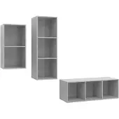 vidaXL 3-delige Tv-meubelset bewerkt hout betongrijs