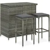 vidaXL 3-delige Barset poly rattan grijs