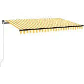 vidaXL Luifel handmatig uittrekbaar 400x350 cm geel en wit