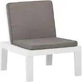 vidaXL Loungestoel met kussen kunststof wit