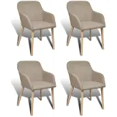 vidaXL Eetkamerstoelen met eikenhouten poten stof beige 4 st online kopen