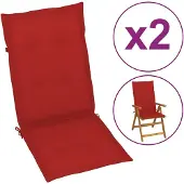 vidaXL Tuinstoelkussens 2 st hoge rug 120x50x3 cm stof rood