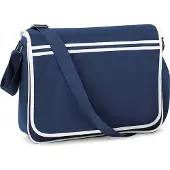 Bagbase Retro schooltas/laptoptas met verstelbare schouderband navy/wit - Schoudertas