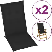 vidaXL Tuinstoelkussens 2 st hoge rug 120x50x3 cm stof zwart