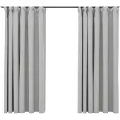 vidaXL Gordijnen linnen-look verduisterend haken 2 st 140x175 cm grijs