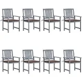 vidaXL Tuinstoelen 8 st met kussens massief acaciahout grijs
