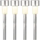 Lumineo 8x Buitenlampen/tuinlampen 36 cm RVS zilver op steker warm wit - Prikspotjes