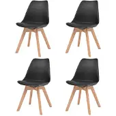 vidaXL Eetkamerstoelen kunstleer massief hout zwart 4 st online kopen