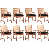 vidaXL Tuinstoelen 8 st met kussens massief acaciahout