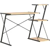 vidaXL Bureau met plank, zwart en eikenhout, 116x50x93 cm
