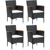 vidaXL Tuinstoelen 4 st poly rattan zwart