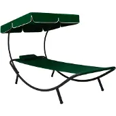 vidaXL Loungebed met luifel en kussen groen