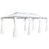 vidaXL Prieel met gordijnen 180g/m² 600x298x270 cm wit