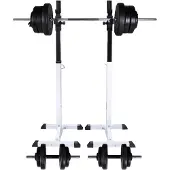 vidaXL Barbell Squat Rack Barbell Dumbbell Set 60,5kg Veelkleurig