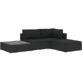 vidaXL 4-delige Loungeset met kussens poly rattan zwart