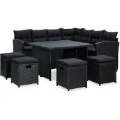 vidaXL Loungeset voor buiten poly rattan zwart 15-delig online kopen
