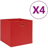 vidaXL Opbergboxen 4 st 28x28x28 cm nonwoven stof rood