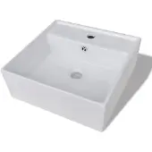 vidaXL Luxe wastafel met overloop en kraangat vierkant keramiek 41x41 cm