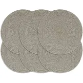 vidaXL Placemats 6 st rond 38 cm katoen effen grijs