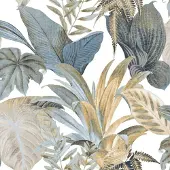 Noordwand Behang Topchic Big Leaves blauw en beige