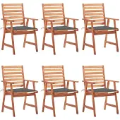 vidaXL Tuinstoelen 6 st met kussens massief acaciahout