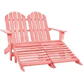 vidaXL Tuinstoel 2-zits Adirondack met voetenbank vurenhout roze