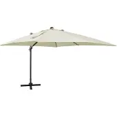 vidaXL Zweefparasol met paal en LED-verlichting 300 cm zandkleurig