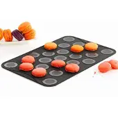 Mastrad bakmat macarons - siliconen - voor klein macarons - zwart - set van 2 stuks