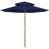 vidaXL Parasol dubbeldekker met houten paal 270 cm blauw