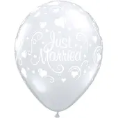 Folat Ballon Just Married 28 Cm Latex Wit 50 Stuks