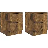 vidaXL Nachtkastjes 2 st 40x40x50 cm bewerkt hout gerookt eikenkleurig