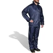 vidaXL Blauwe regenjas voor heren, 2-delig met capuchon, maat XL