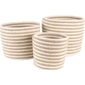 Clayre & Eef Opbergmand Set van 3 Ø 26 Ø 26 Ø 19 cm Beige Bruin Zeegras Rond Mand Beige Mand