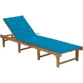 vidaXL Ligbed inklapbaar met kussen massief acaciahout