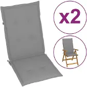 vidaXL Tuinstoelkussens rugleuning 2 st 120x50x3 cm stof grijs