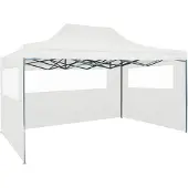 vidaXL - Partytent - met - 3 - zijwanden - inklapbaar - 3x4 - m - staal - wit
