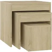 vidaXL 3-delige Tafeltjesset bewerkt hout sonoma eikenkleurig
