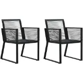 vidaXL Tuinstoelen, 2 stuks, zwart, PVC-vlechtwerk