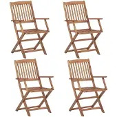 vidaXL Tuinstoelen 4 st inklapbaar massief acaciahout