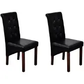 vidaXL Eetkamerstoelen gecapitonneerd kunstleer zwart 2 st online kopen